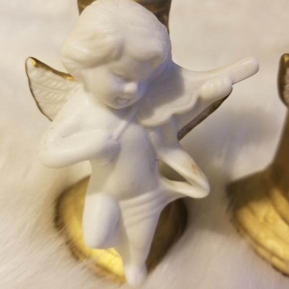 Cherub Porcelain Candle Holders (2) 1996 Vintage - Picture 3 of 8